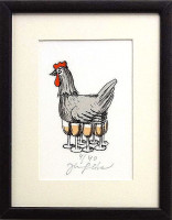 Jiří Slíva - Slepice na víně - grafika